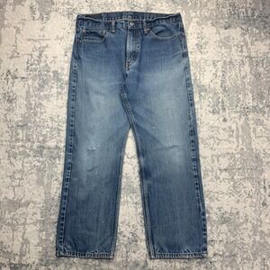Levis Jeans Mens 36x29 Blue Pants Faded 505‎ Straight Grunge Workwear Denim